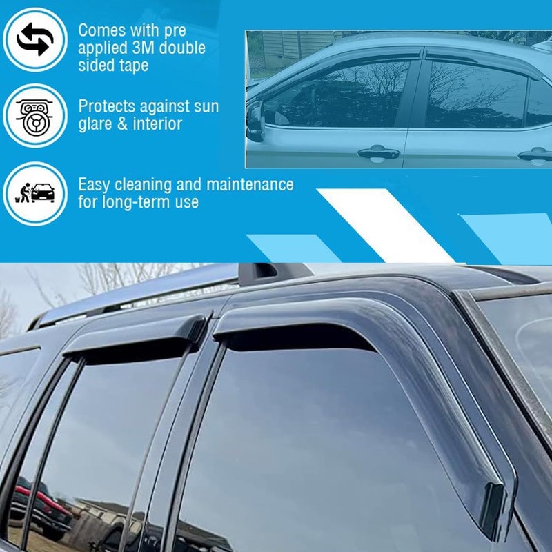 TONOYTIM in-Channel Side Window Visors Rain Guards Deflectors for Chevy Silverado/GMC Sierra 1500 2500HD 3500HD Double/Extended Cab 2014-2018,1500 LD/Limited 2019, Vent Shade Wind Sun Rain Guards 4PC 194528 - Image 5