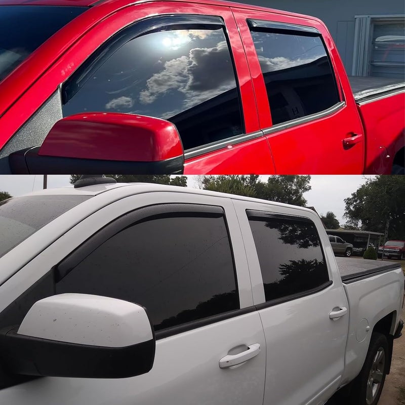 TONOYTIM in-Channel Side Window Visors Rain Guards Deflectors for Chevy Silverado/GMC Sierra 1500 2500HD 3500HD Double/Extended Cab 2014-2018,1500 LD/Limited 2019, Vent Shade Wind Sun Rain Guards 4PC 194528 - Image 3
