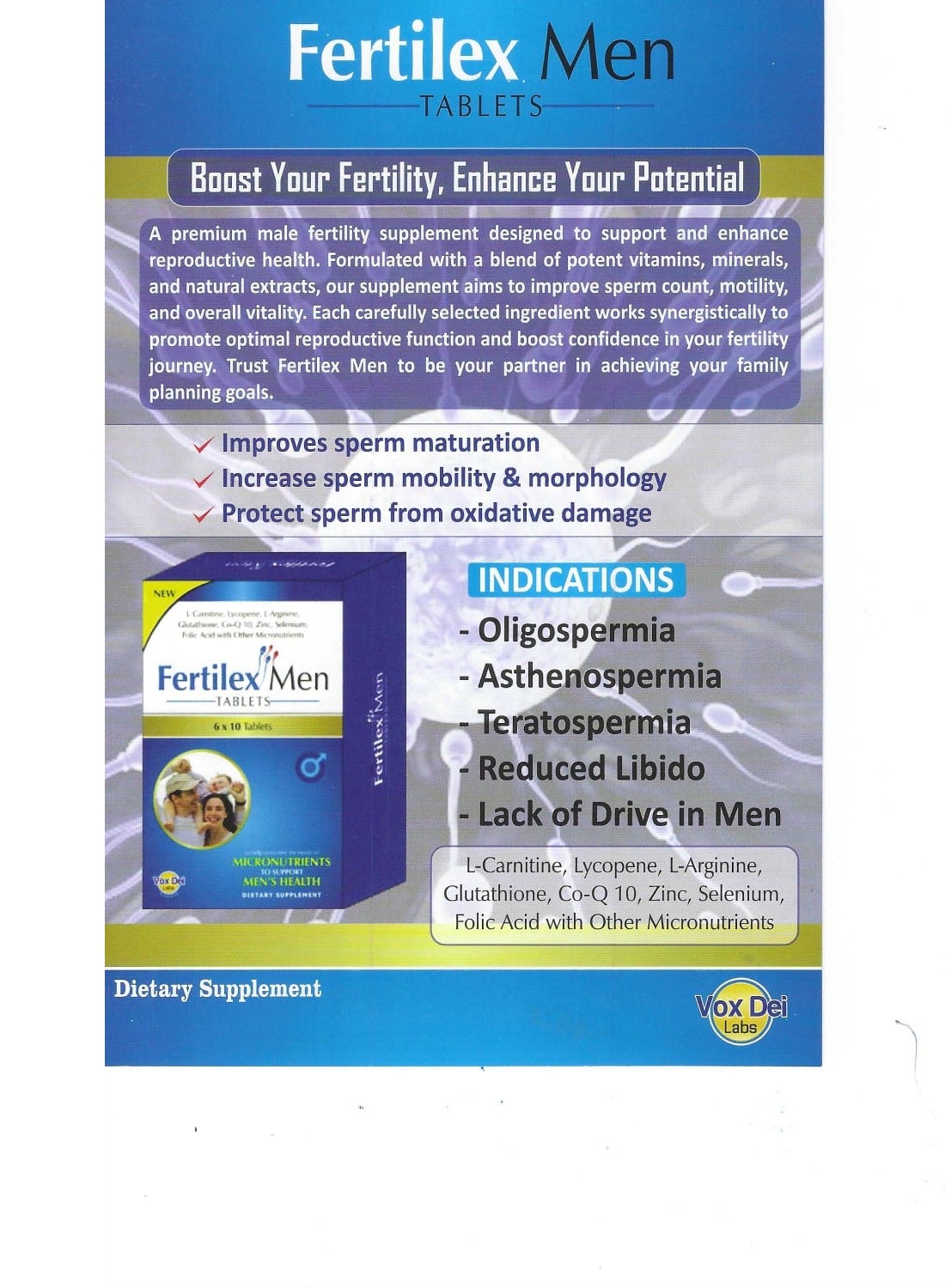 l-carnitine or l-arginine for sperm MascuPro Fertility Man - Fertility Tribulus Terrestris, L-Arginine, L-Carnitine