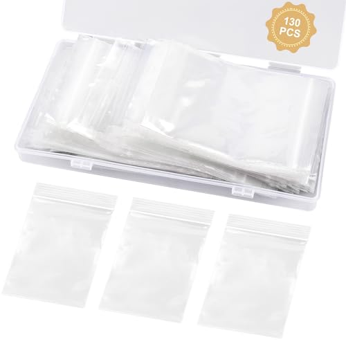 WEGOUP 130 PCS Clear Jewelry Bags, 2.36" x 3.54" Resealable Poly Zip Bags, 2 Mil Small Plastic Baggies for Storage, Gifts, Candy, Screws - Image 1