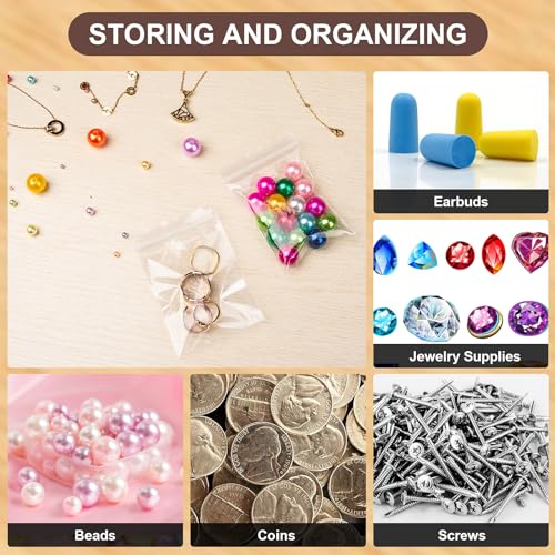 WEGOUP 130 PCS Clear Jewelry Bags, 2.36" x 3.54" Resealable Poly Zip Bags, 2 Mil Small Plastic Baggies for Storage, Gifts, Candy, Screws - Image 5