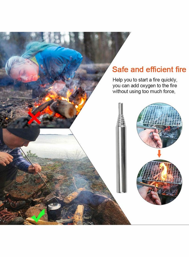 Excefore Blow Fire Tube Pipe Collapsible Spitfire Pocket Bellows Stainless Steel Telescopic Blowing Tube Foldable Camping Fire Tool for Fireplace Barbecues Campfire Blowing Air Into a Fire 3 PCS - Image 2