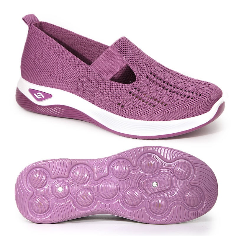 Breathable Knit Womens Slip-On Shoes Summer Purple  - Image 1