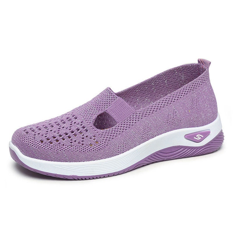 Breathable Knit Womens Slip-On Shoes Summer Purple  - Image 5