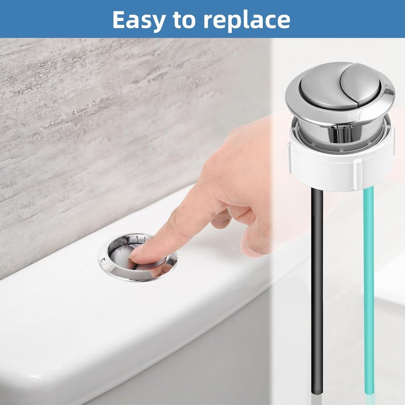 PIHIL Store 38mm Toilet Push Button Replacement, Dual Flushing Toilet Push Button Spare Parts, Compatible with Geberit & Kohler Part, Satin Chrome, Easy to install, 1Pack - Image 4