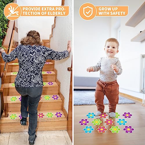 Nodirz Non Slip Bathtub Stickers, 20 PCS Shower Stickers for Safety Bathroom Tubs, Bathtub Non Slip Stickers and Adhesive Decals Scraper for Bath Tub, Shower Floor(Bright Flowers) - Image 5
