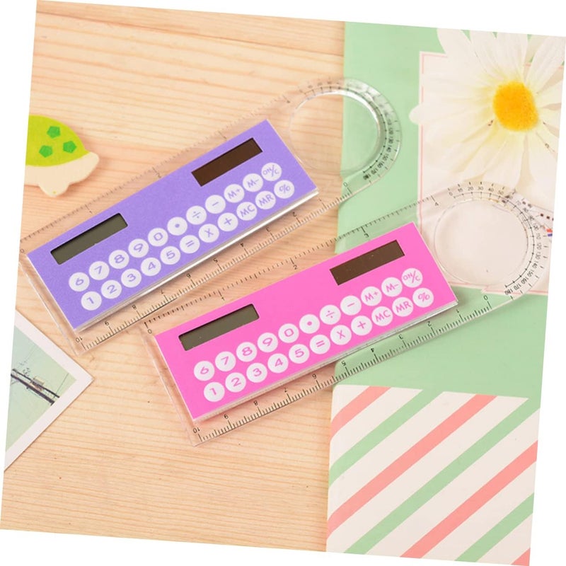 DOITOOL 2pcs Ruler Calculator Mini Digital for Boys and Girls School Supplies Cute School Stuff Boys and Girls Office Stationery Random Color - Image 2