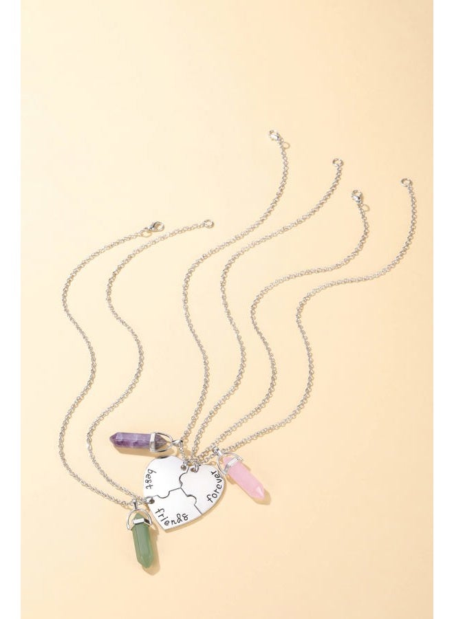 PESOENTH BFF Best Friend Necklace for 3- Healing Crystal Friendship Necklaces BFF Gifts Women Matching Heart Best Friends Forever Pendant Necklaces Set - Image 4