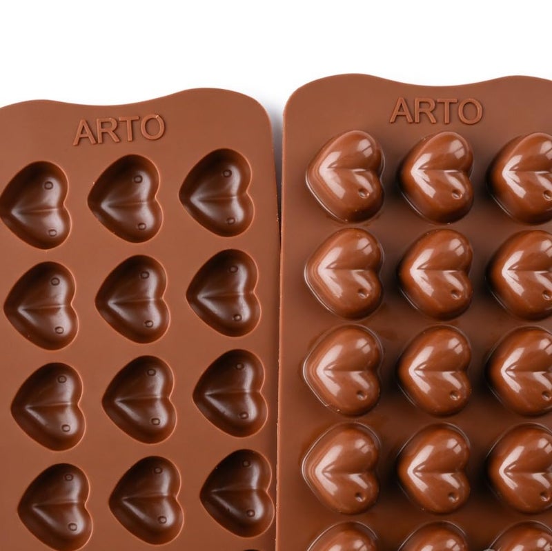ARTO 15 Cavity Heart Chocolate Mold | Deep Brown Silicone Tray for DIY Valentine Gifts | Non-Stick Candy, Jelly & Baking Mould | Perfect for Home Business & Party Favors (1 Piece) - Image 5