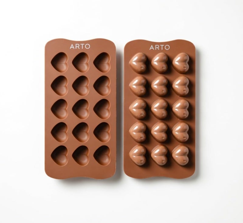 ARTO 15 Cavity Heart Chocolate Mold | Deep Brown Silicone Tray for DIY Valentine Gifts | Non-Stick Candy, Jelly & Baking Mould | Perfect for Home Business & Party Favors (1 Piece) - Image 4
