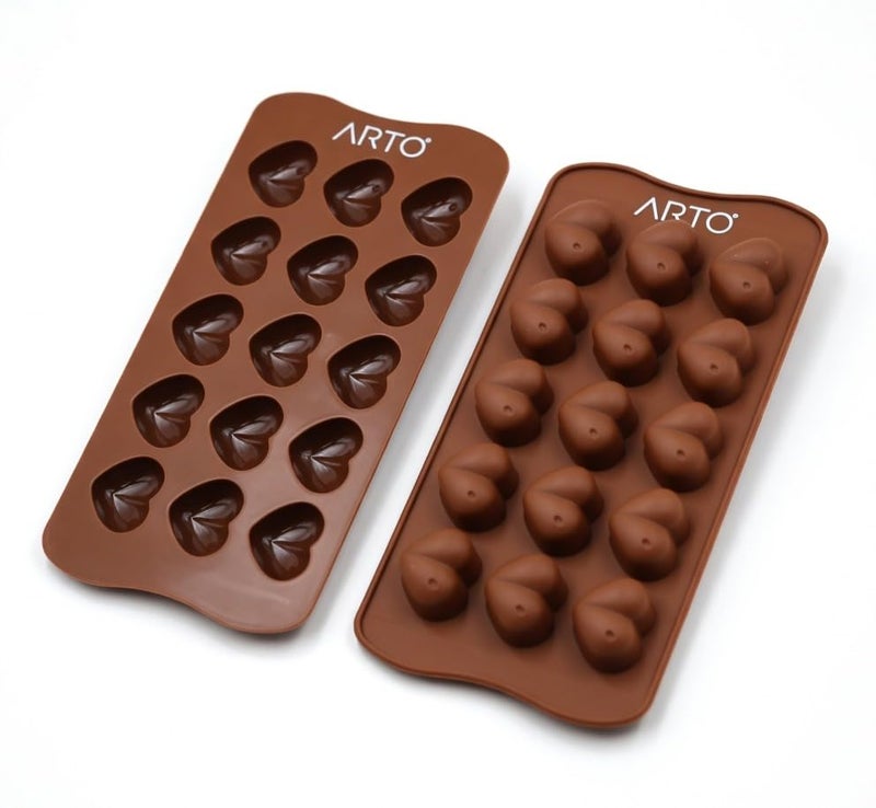 ARTO 15 Cavity Heart Chocolate Mold | Deep Brown Silicone Tray for DIY Valentine Gifts | Non-Stick Candy, Jelly & Baking Mould | Perfect for Home Business & Party Favors (1 Piece) - Image 3