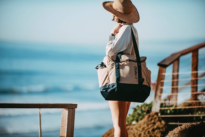 Neso Beach Tote - Durable and Lightweight Tote Bag for Women and Men - Use as a Carry-On, Beach Bag, or Backpack - Includes Convertible Backpack Straps and Waterproof Pocket - Tan - Image 3