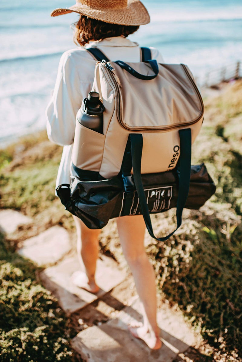 Neso Beach Tote - Durable and Lightweight Tote Bag for Women and Men - Use as a Carry-On, Beach Bag, or Backpack - Includes Convertible Backpack Straps and Waterproof Pocket - Tan - Image 2