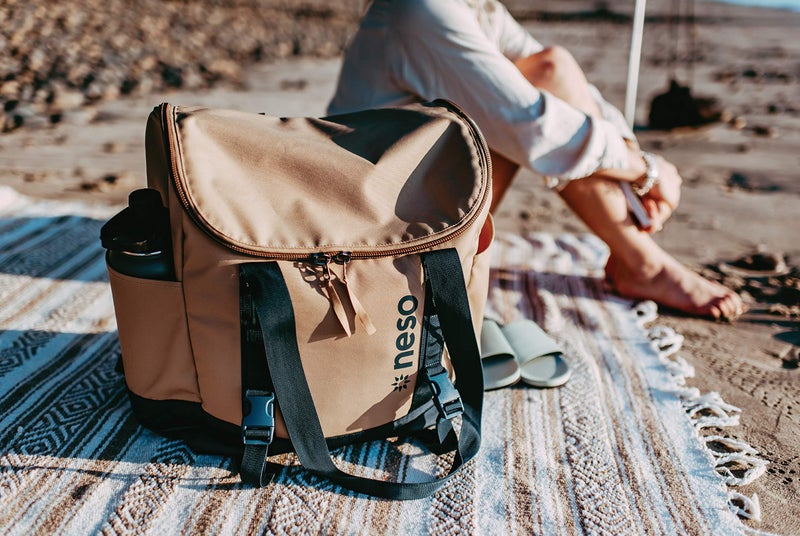 Neso Beach Tote - Durable and Lightweight Tote Bag for Women and Men - Use as a Carry-On, Beach Bag, or Backpack - Includes Convertible Backpack Straps and Waterproof Pocket - Tan - Image 4