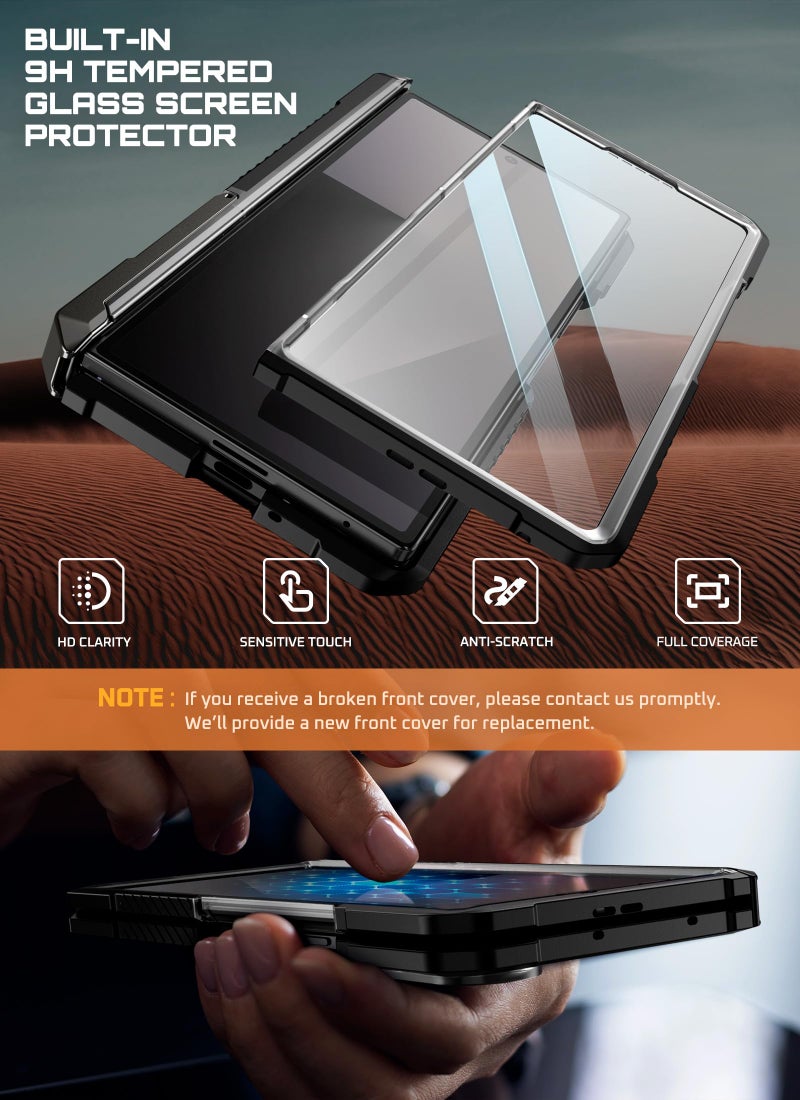 SUPCASE for Samsung Galaxy Z Fold 7 Case with Kickstand (UB Grip), [Compatible with MagSafe] [Built-in Tempered Glass Screen Protector] [Hinge Coverage] Military-Grade Protection Phone Case, Black - Image 5
