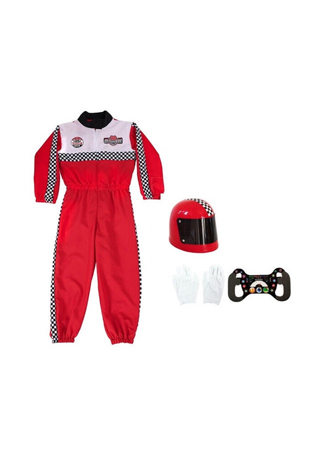 AOSEED Kids Race Car Driver Costume – Deluxe Racing Jumpsuit with Helmet & Accessories - Image 1