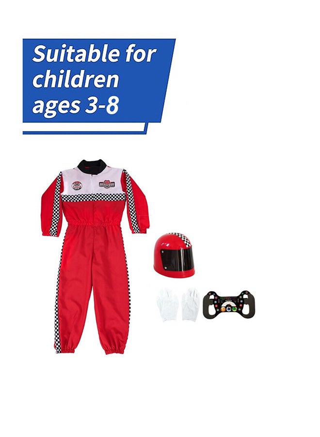 AOSEED Kids Race Car Driver Costume – Deluxe Racing Jumpsuit with Helmet & Accessories - Image 2