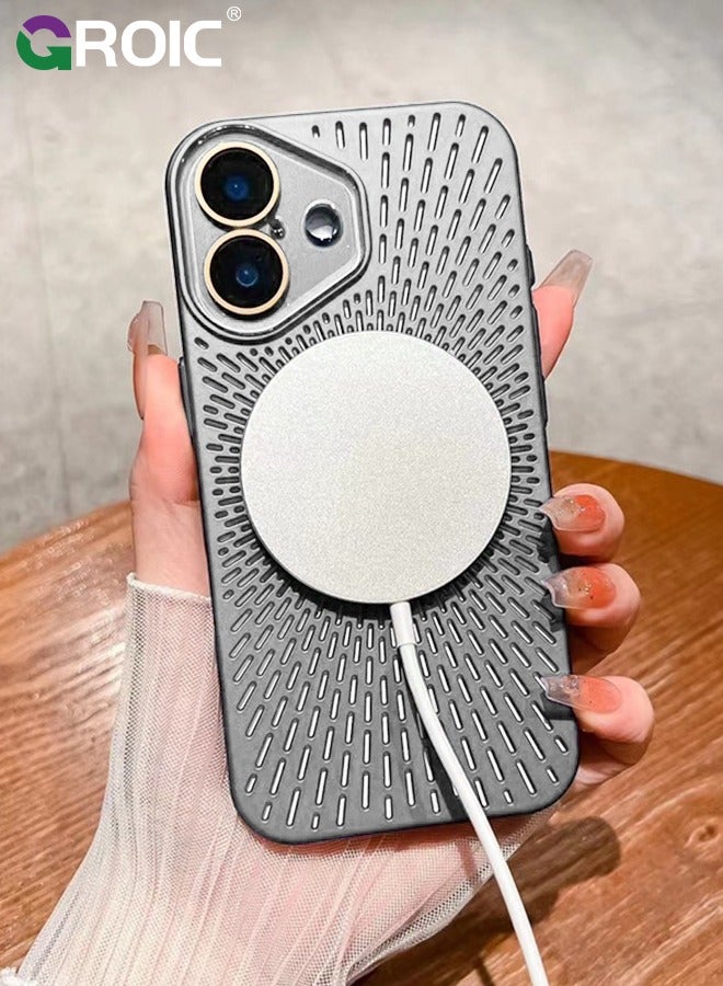 GROIC Compatible with iPhone 16 6.1 Inches Phone Case, All-Inclusive Hollow Magnetic Ultra Thin Cover, Heat Dissipation Breathable Case Protective Compatible with MagSafe, Ventilation Shockproof - Image 3