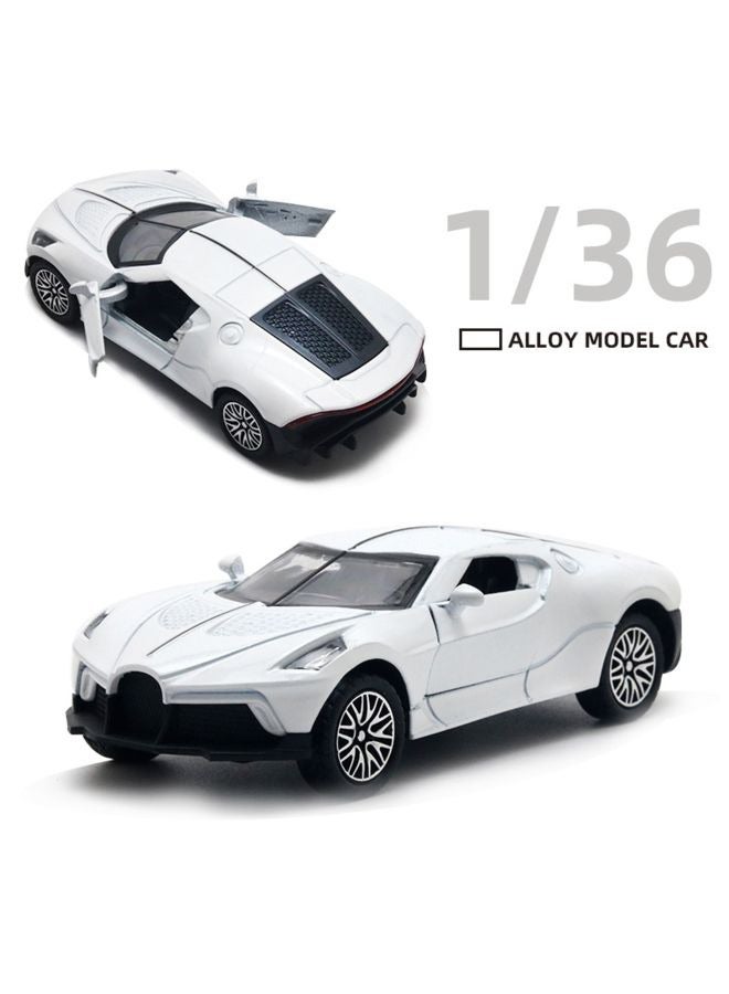 HALAMODO 1:36 Alloy Sports Car Model , Pull-Back Toy Car , Model Car for Kids Boy Girl Gift , Collectible Display ,White - Image 1
