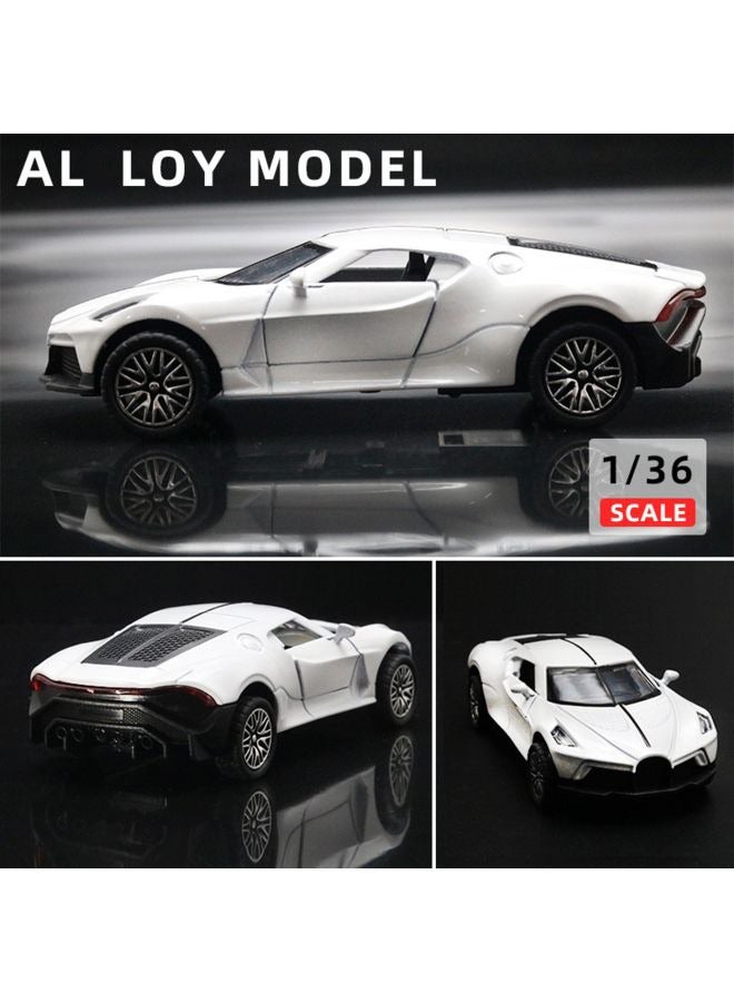 HALAMODO 1:36 Alloy Sports Car Model , Pull-Back Toy Car , Model Car for Kids Boy Girl Gift , Collectible Display ,White - Image 2