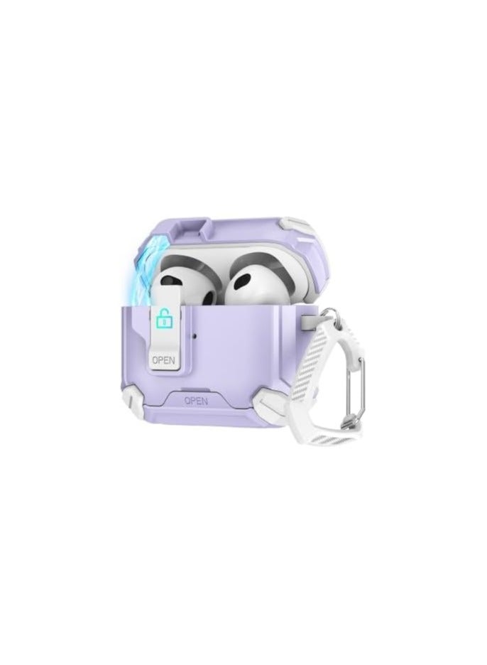 Compatible with AirPods 4th Generation Case Cover, Compatible with, Magnetic Automatic Lock, Charging Port Dust-Proof & Stand Design  AirPods 4 Case 2024 (Purple/White) 