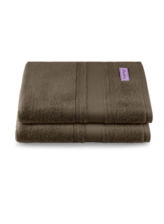 BYFT Home Castle (Beige) Premium Cotton Bath Sheet (90 X 180 Cm-Set Of 2) Highly Absorbent, High Quality Bath Linen With Diamond Dobby 550 Gsm - Image 2