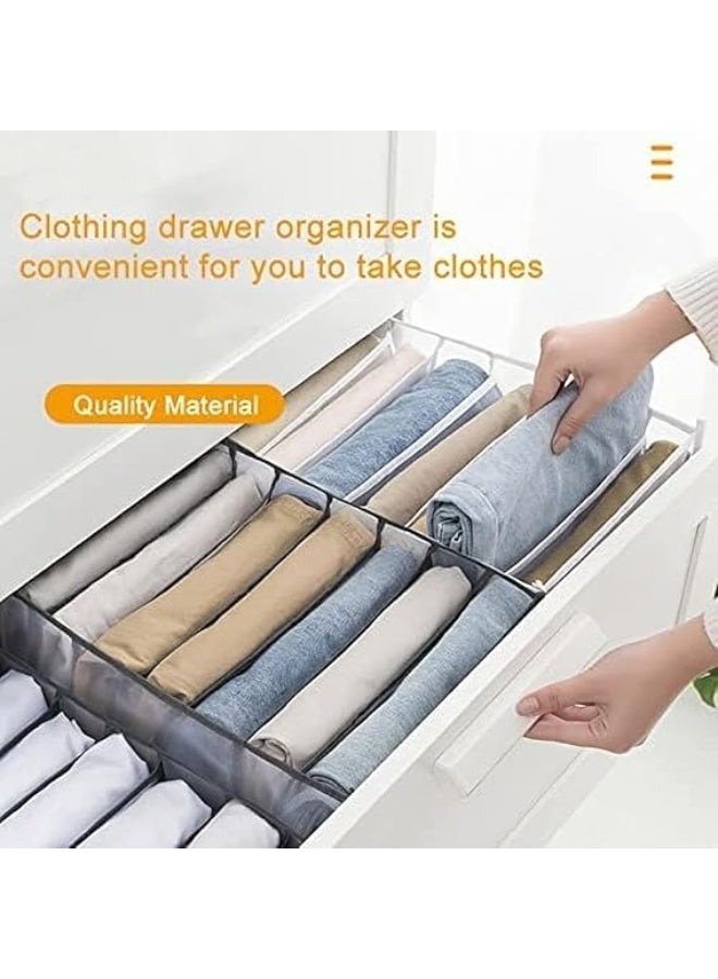 منظم ملابس مطوّر بخاصية 7 أقسام لتخزين الجينز والقمصان والسراويل – صندوق تخزين قابل للطي مع فواصل شبكية لمرتّبات الخزانة والأدراج – مناسب لخزانة الملابس وتنظيم الغسيل - Image 3