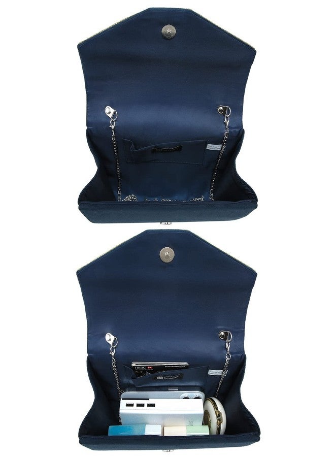 داسين حقائب داسين النسائية للسهرات، حقائب يد رسمية للحفلات، حقائب زفاف، حقائب كوكتيل، حقائب حفلات التخرج (1- مرصعة بأحجار الراين باللون الكحلي) - Image 4