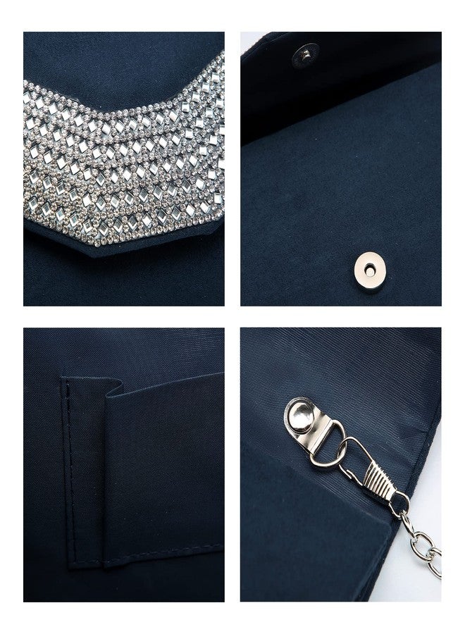 داسين حقائب داسين النسائية للسهرات، حقائب يد رسمية للحفلات، حقائب زفاف، حقائب كوكتيل، حقائب حفلات التخرج (1- مرصعة بأحجار الراين باللون الكحلي) - Image 5
