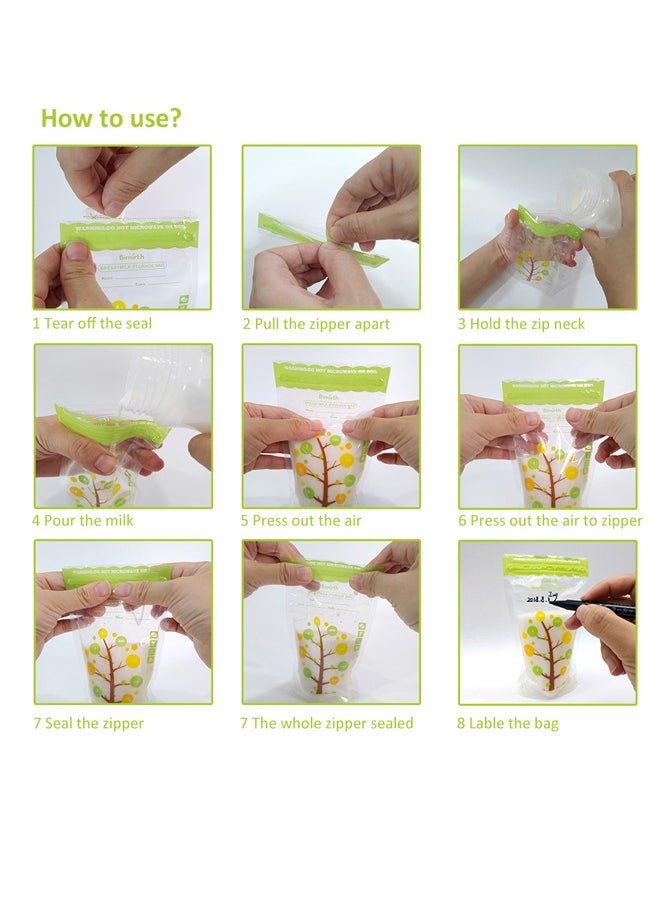 Bimirth 56-Piece Safe and Convenient Breast Milk Storage Fresh Bags With 2PCS Newborn 180ml Bottle Set  - Image 4