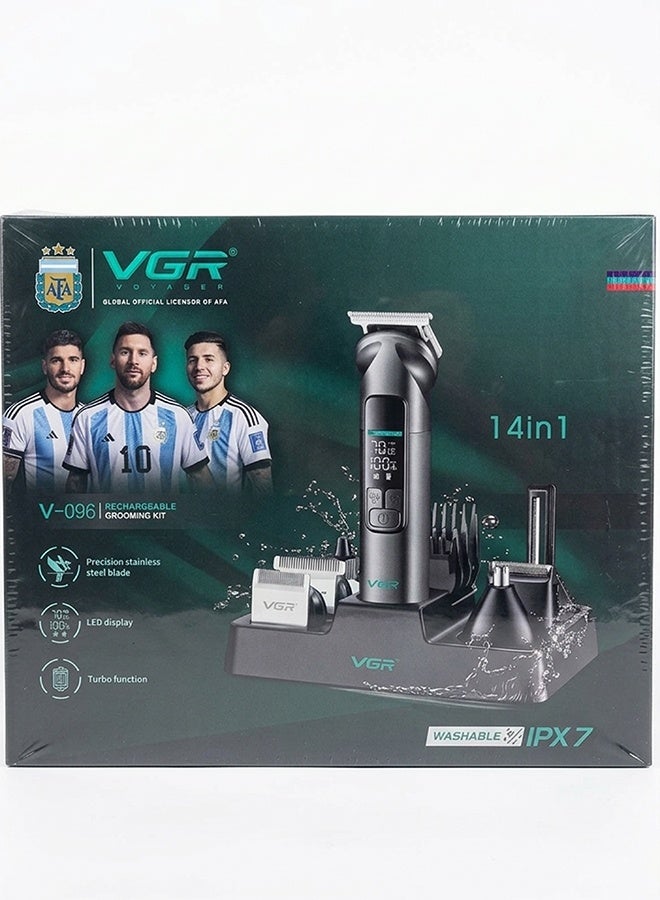 في جي آر طقم العناية بالرجال الاحترافي 14 في 1 (مقاوم للماء IPX7 وتصميم معدني) – V-096 - Image 3