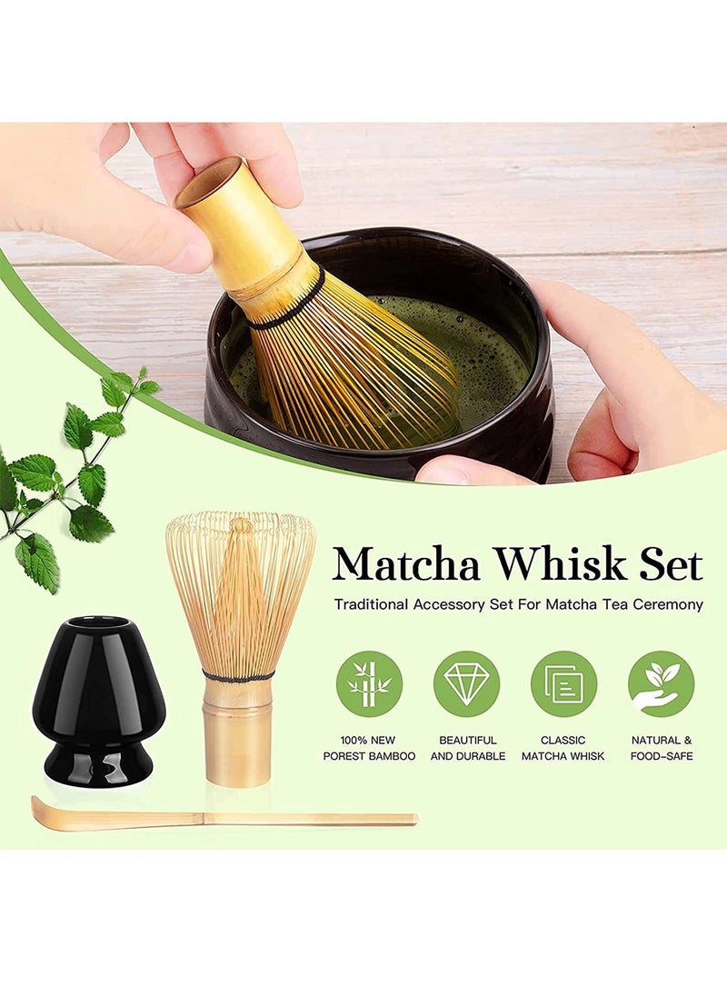 4-Piece Matcha Green Tea Whisk Set, Matcha Bowl, Bamboo Whisk, Scoop, Whisk Holder