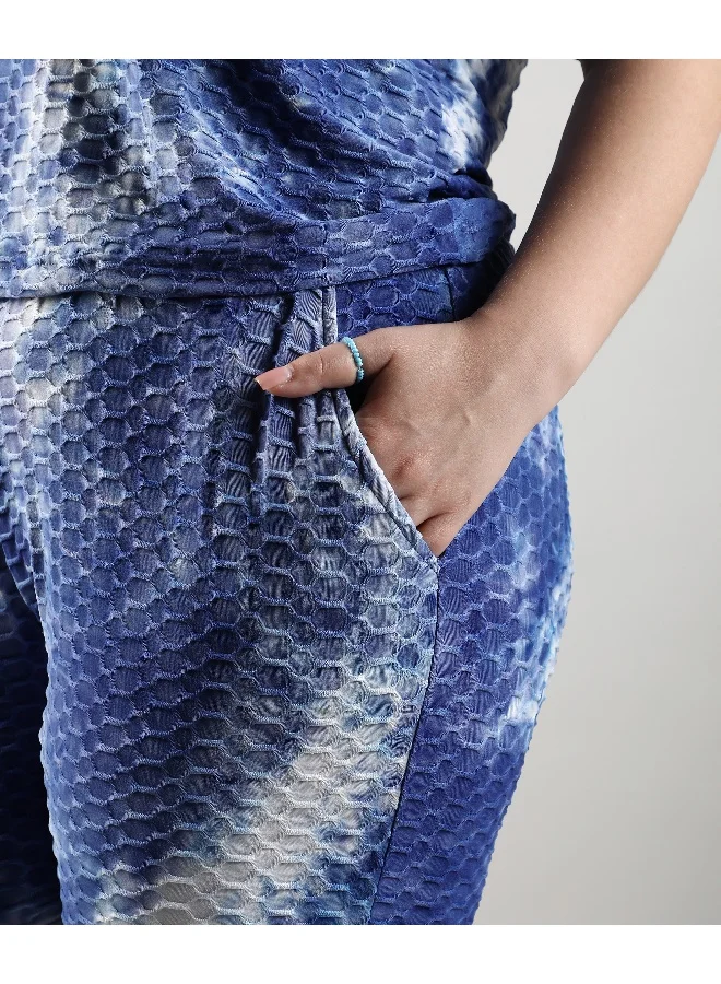 انستافاب بلس مجموعة منسقة على شكل قرص العسل باللون الأزرق النيلي للسيدات