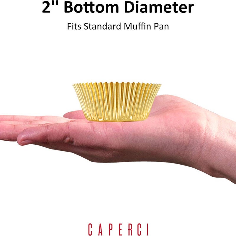 Caperci Standard Cupcake Liners Gold Foil Muffin Baking Cups 150-Pack - Premium Greaseproof & Sturdy Cupcake Papers - Image 3