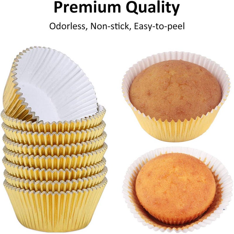 Caperci Standard Cupcake Liners Gold Foil Muffin Baking Cups 150-Pack - Premium Greaseproof & Sturdy Cupcake Papers - Image 5