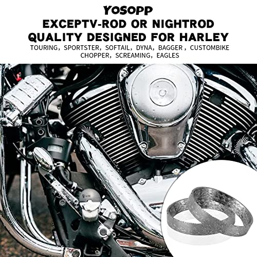 YOSOPP Cone Exhaust Gasket for Harley, Made of Graphite & Steel Mesh - Fits 1984-later Most Harley Davidson Bikes: Touring, Sportster, Dyna, Softail (1 Pair 2pcs) - Image 5