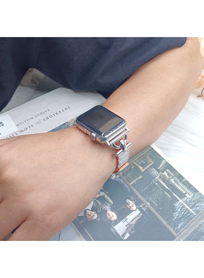 Suitable For Apple Watch For ApplewatchS10 Magnetic Two-color Small Waist Silicone Strap Girls 2025 New-Color:42/44/45/46mm Chocolate  - Image 5