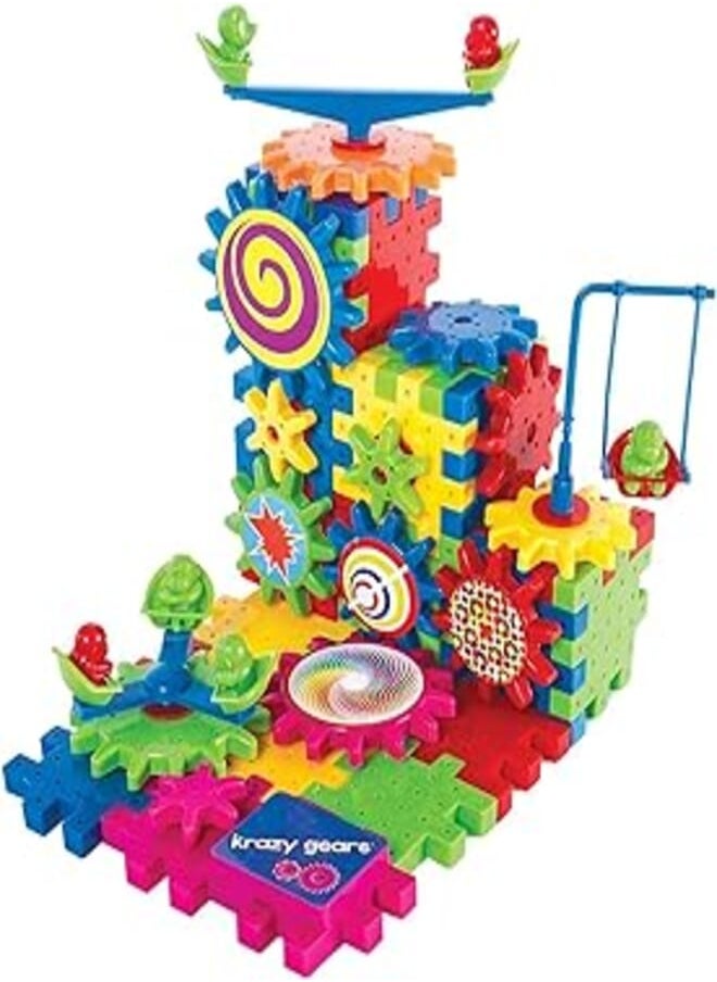 Generic Gear building toy set interlocking learning blocks with motorized spinning 