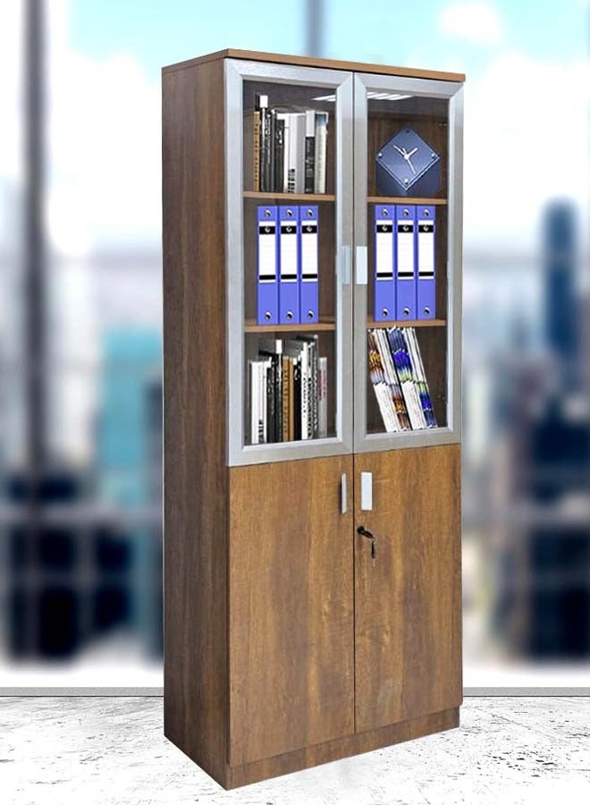 Generic Wooden Cabinet 2 Doors With Glass Modern Office File Cabinet 200x80x40 CM  - Image 1