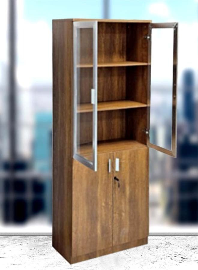 Generic Wooden Cabinet 2 Doors With Glass Modern Office File Cabinet 200x80x40 CM  - Image 2