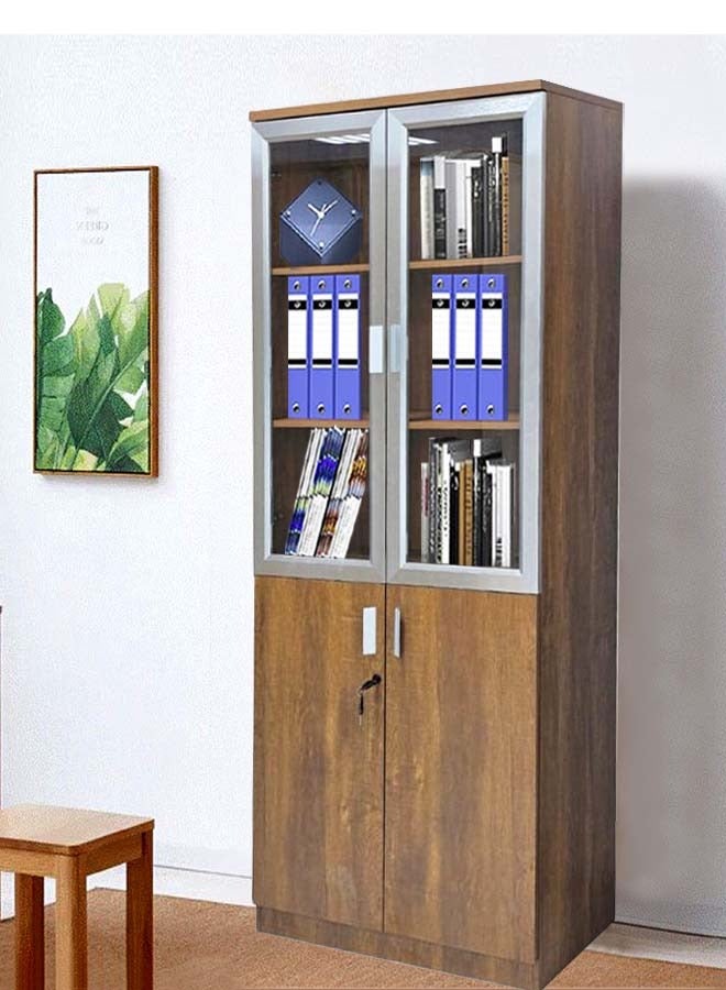 Generic Wooden Cabinet 2 Doors With Glass Modern Office File Cabinet 200x80x40 CM  - Image 3