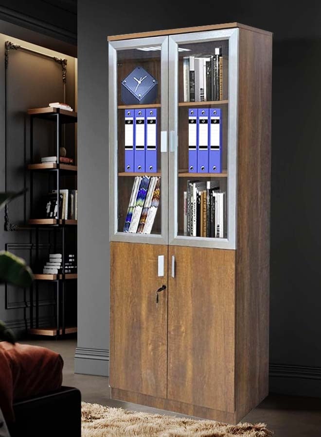 Generic Wooden Cabinet 2 Doors With Glass Modern Office File Cabinet 200x80x40 CM  - Image 4