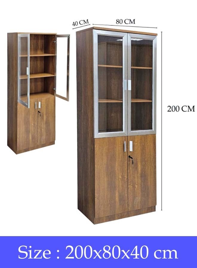 Generic Wooden Cabinet 2 Doors With Glass Modern Office File Cabinet 200x80x40 CM  - Image 5