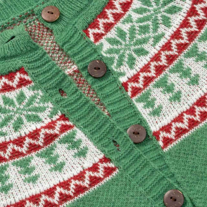 Beopjesk Women's Funny Fall Winter Long Sleeve Christmas Tree Elk Santa Claus Xmas Button Knit Cardigan Sweater Vintage Knitted Outerwear(25-Xmas-1,XL) - Image 2