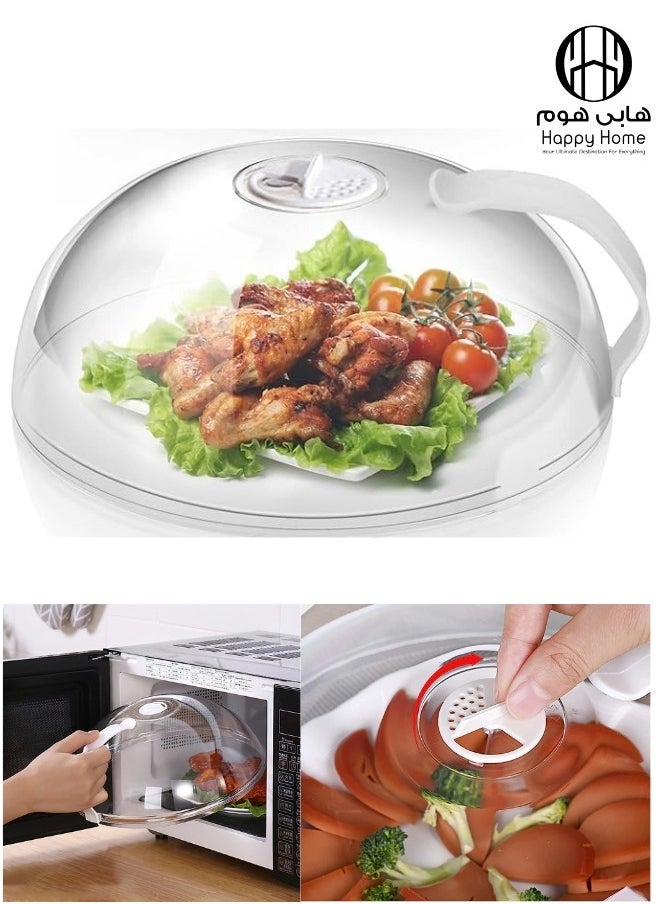 Happy Home - Microwave Cover for Food Splatter, Microwave Splatter Cover BPA Free, Microwave Plate Cover Guard Lid with Handle, Microwave Food Cover Steam Vents Keeps Microwave Oven Clean - Image 1