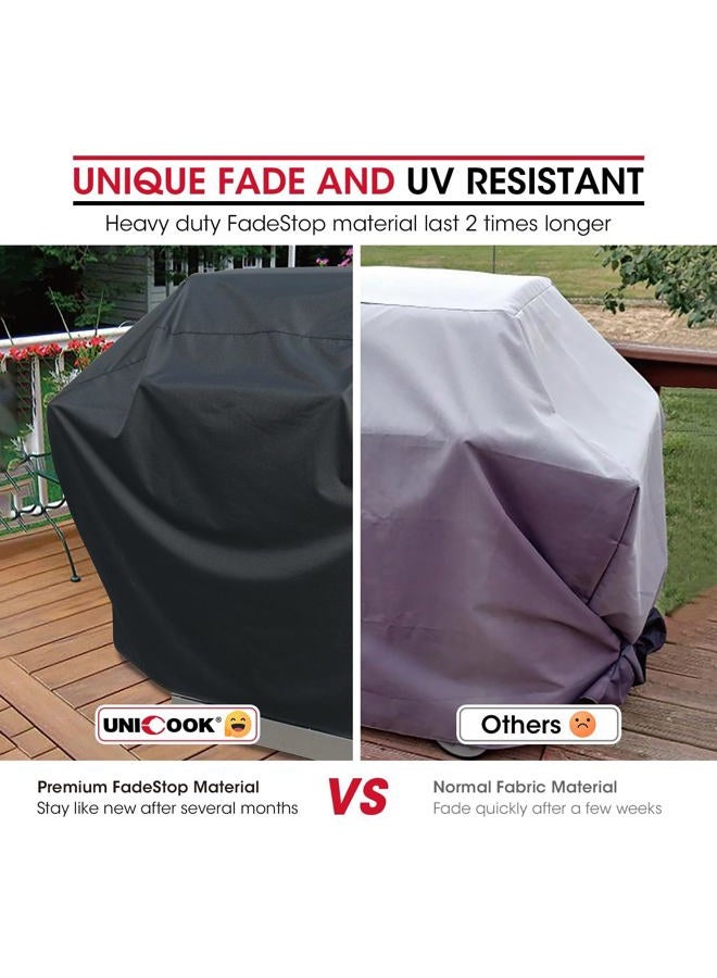 Unicook Heavy Duty Waterproof Barbecue Gas Grill Cover, 65-inch BBQ Cover, Special Fade and UV Resistant Material, Durable and Convenient, Fits Grills of Weber Char-Broil Nexgrill Brinkmann and More - Image 3
