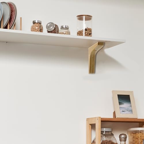 Antrader 2PCS Wooden Shelf Brackets,Solid Wall Mount Wood Shelf Bracket,Wood Triangle Bracket,L Shape Shelf Holders Include Mounting Screws,14.5*12.3*2cm,Light Brown - Image 5