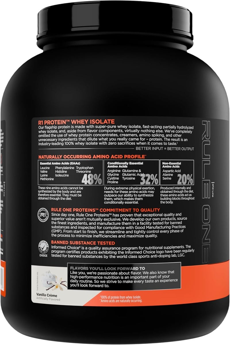 Rule 1 Proteins Rule 1 R1 Protein Whey Isolate  with 25g Protein  6g BCAA Exclusively from Isolated  Hydrolyzed Sources for Workout Recovery 5 Pounds Vanilla Creme - Image 3