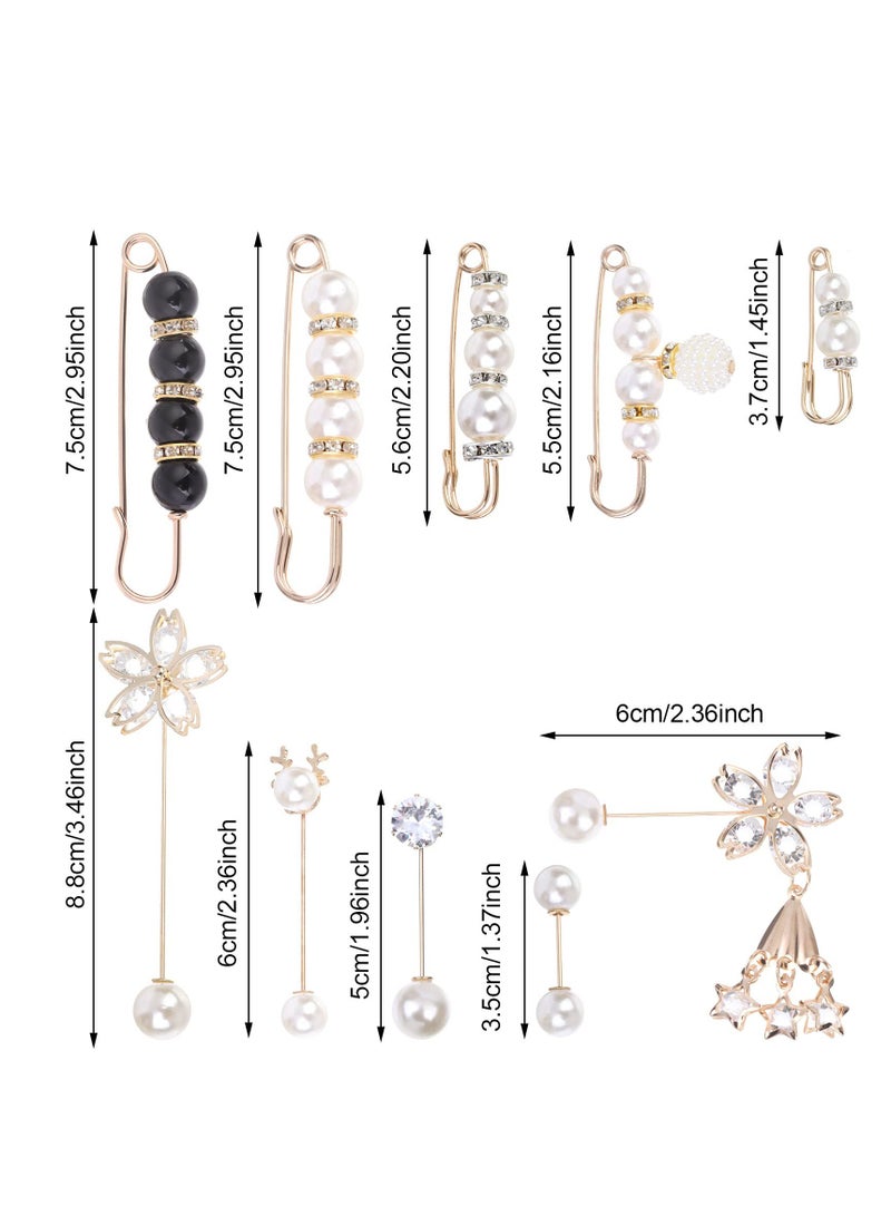 SYOSI 10 Pieces Pearl Scarf Brooch Pin Assorted Scarf Hijab Clips Small Brooch Set Metal Clips for Headscarf Shawl Women Scarves Hijab Safety Shawl Brooch Pins for Women Men Kids  - Image 5