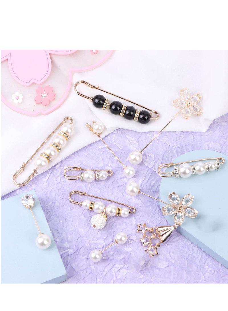 SYOSI 10 Pieces Pearl Scarf Brooch Pin Assorted Scarf Hijab Clips Small Brooch Set Metal Clips for Headscarf Shawl Women Scarves Hijab Safety Shawl Brooch Pins for Women Men Kids  - Image 2